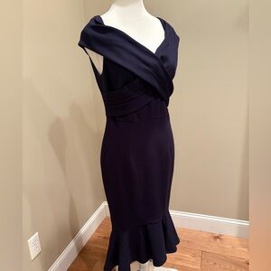 Lady Black Tie Midi Formal Navy Dress 6/Med NWT.